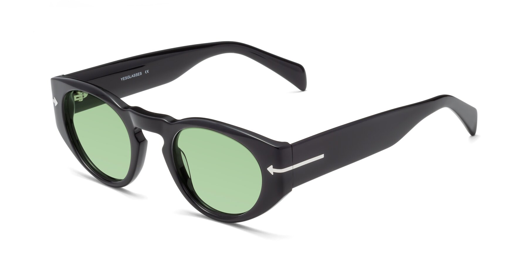 Angle of 1578 in Black with Medium Green Tinted Lenses