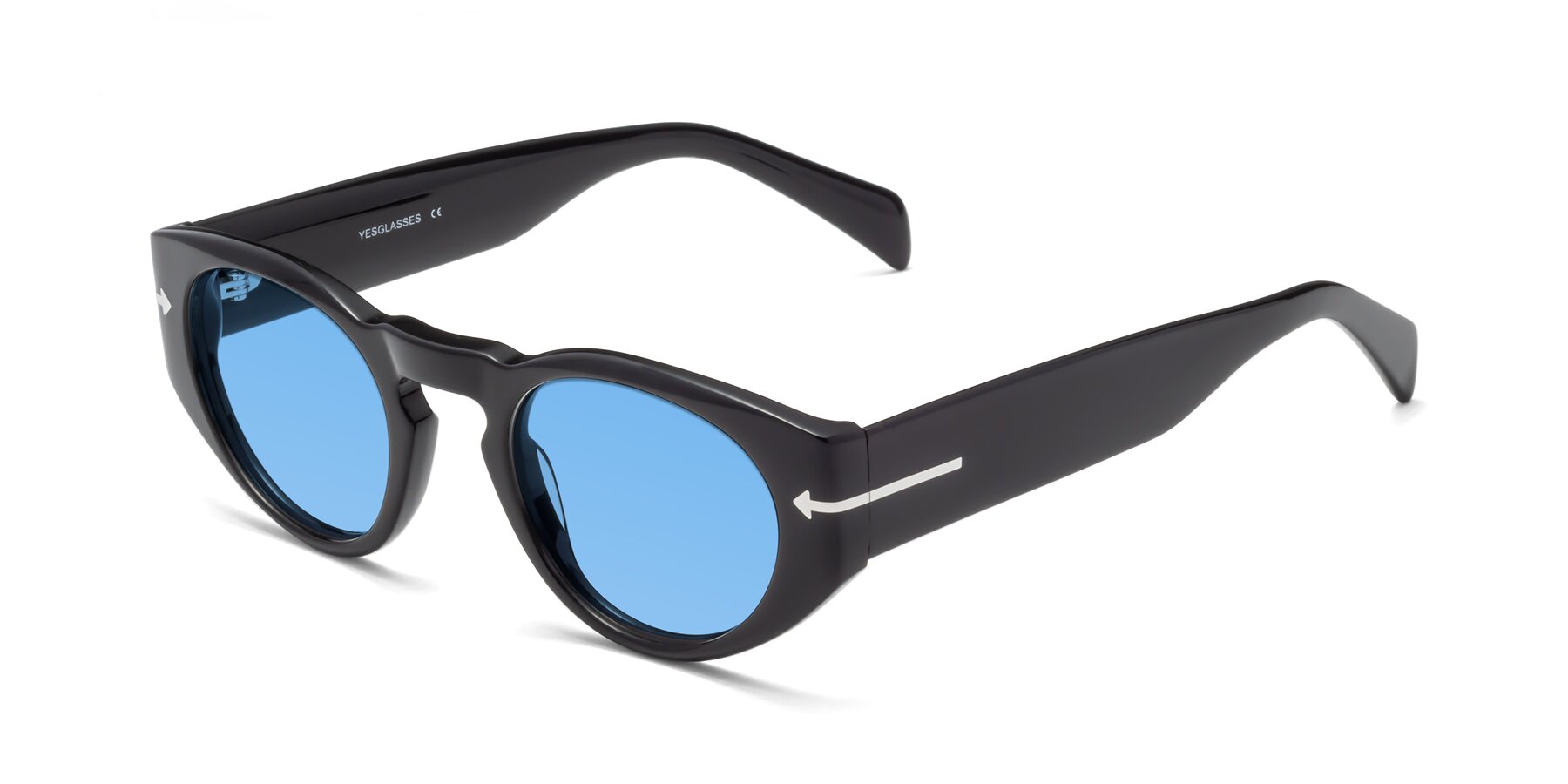 Angle of 1578 in Black with Medium Blue Tinted Lenses