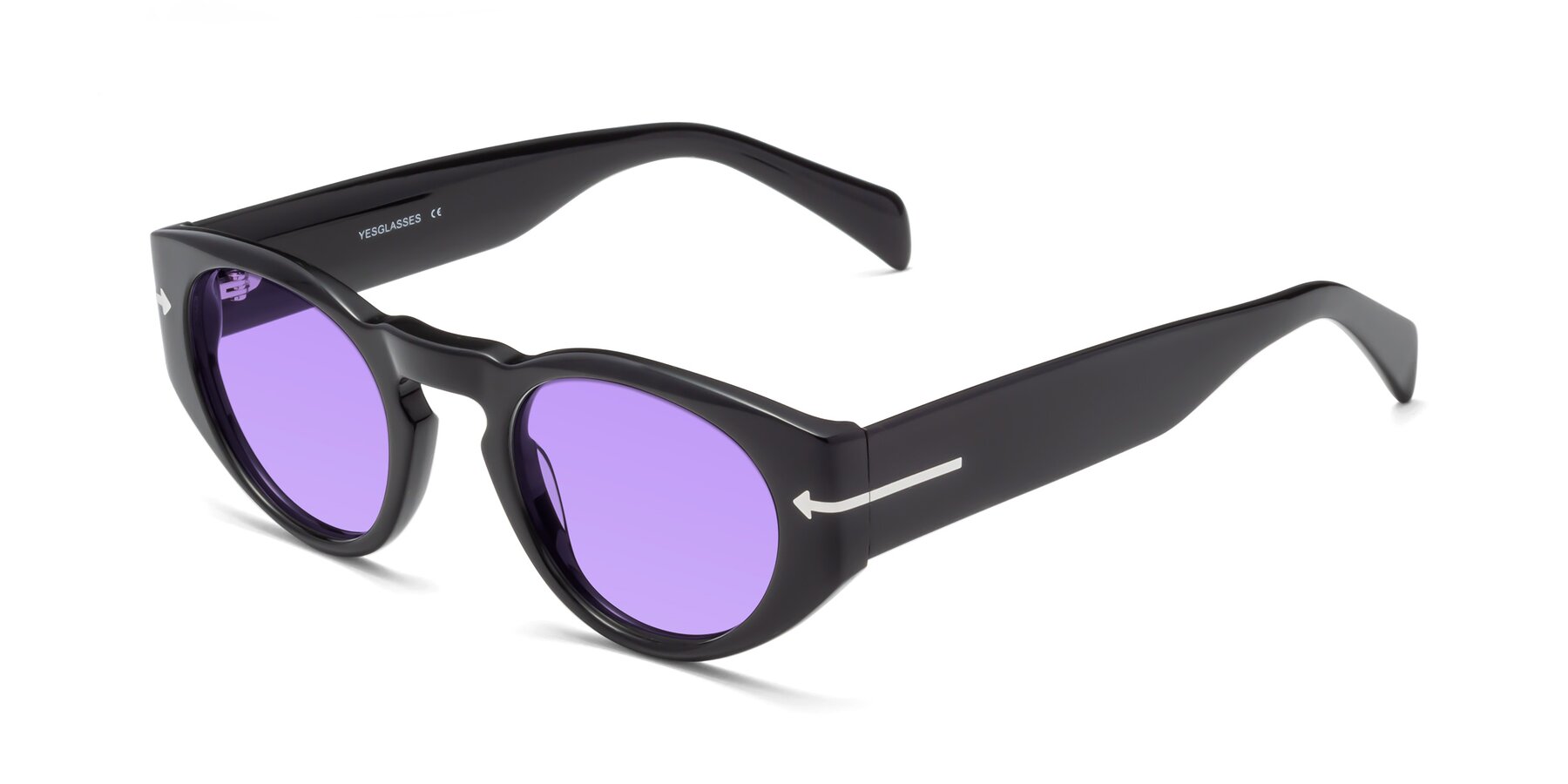 Angle of 1578 in Black with Medium Purple Tinted Lenses
