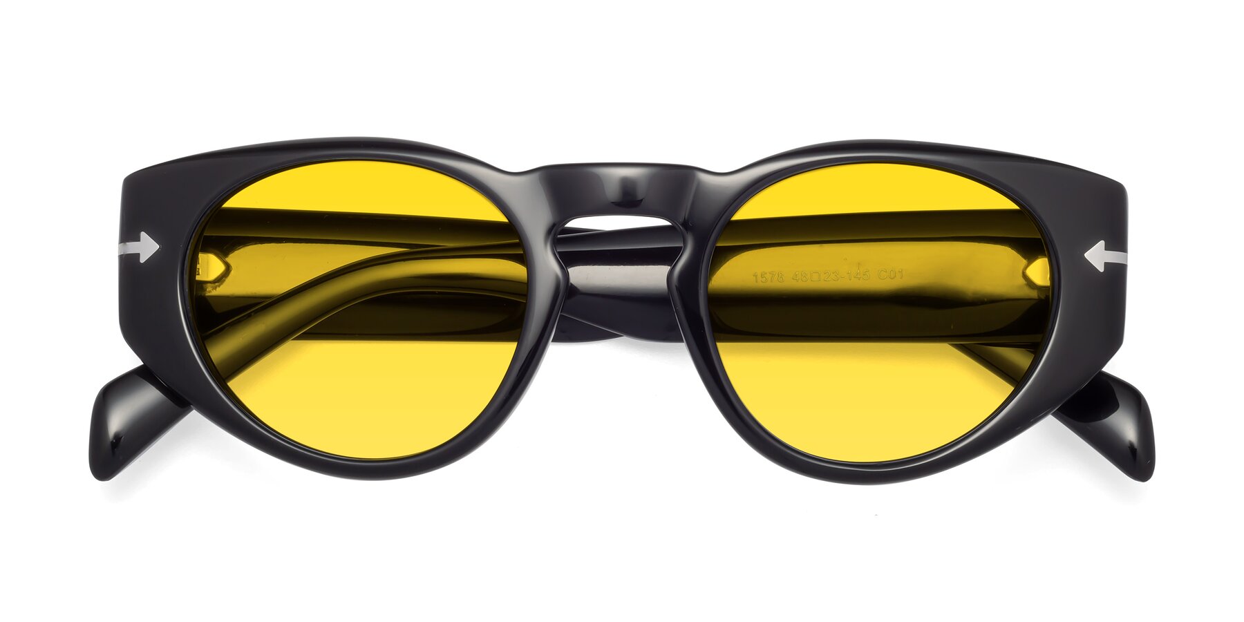 Folded Front of 1578 in Black with Yellow Tinted Lenses