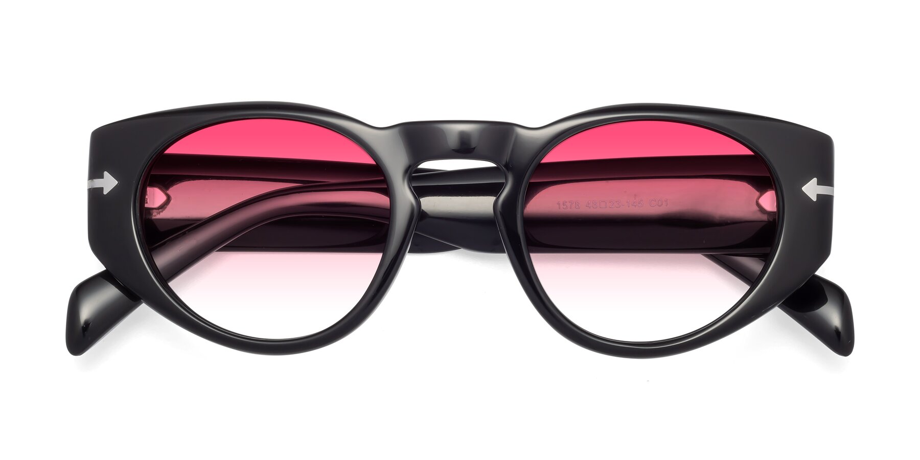 Folded Front of 1578 in Black with Pink Gradient Lenses