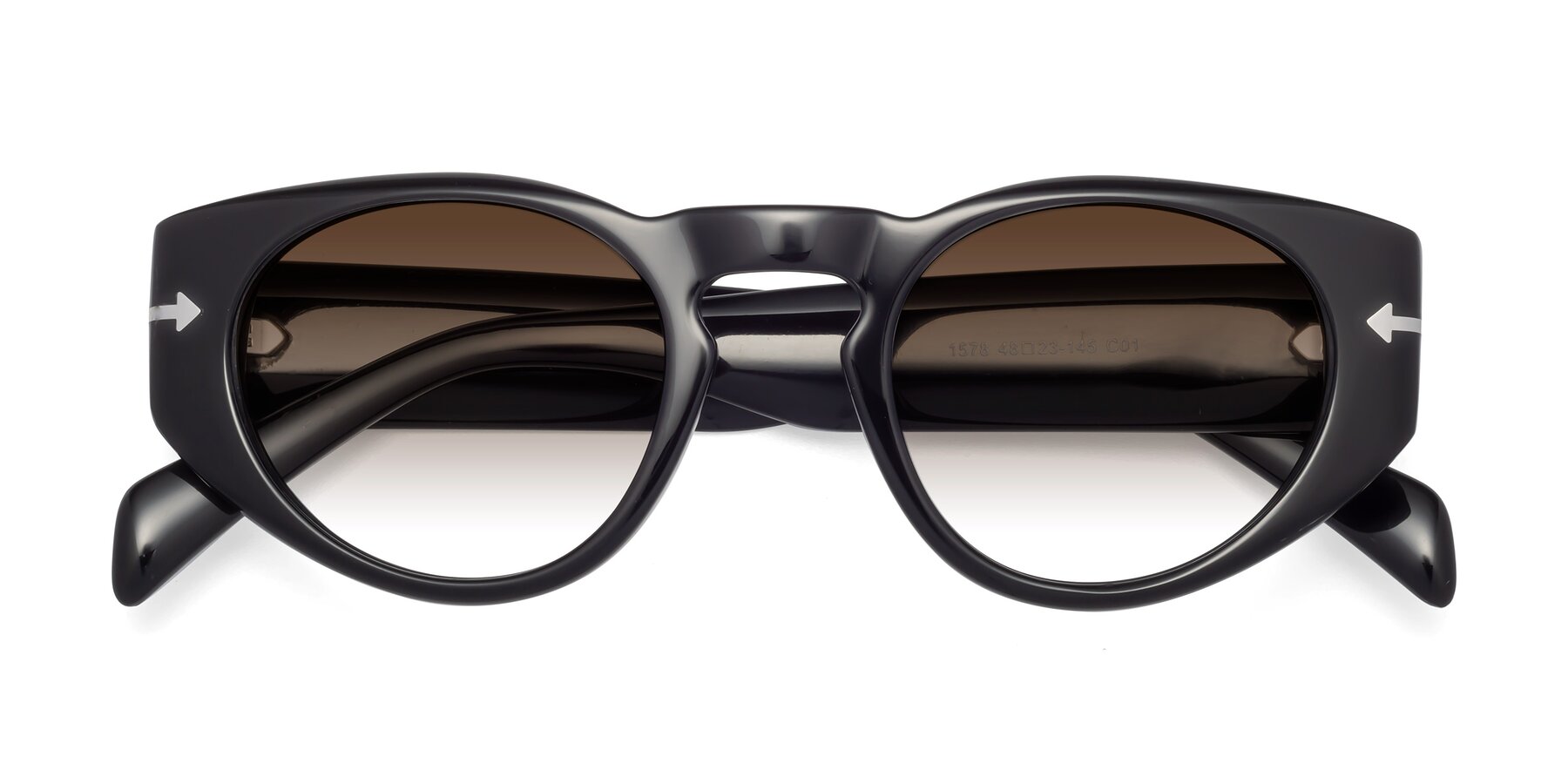 Folded Front of 1578 in Black with Brown Gradient Lenses