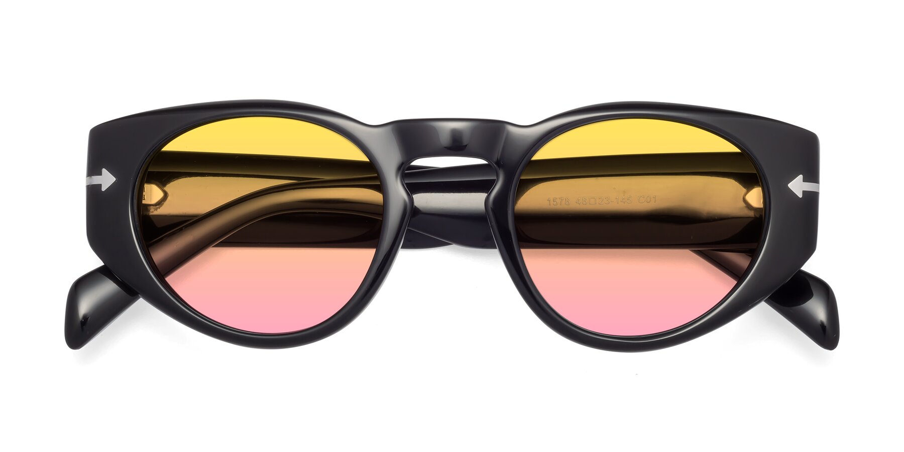 Folded Front of 1578 in Black with Yellow / Pink Gradient Lenses