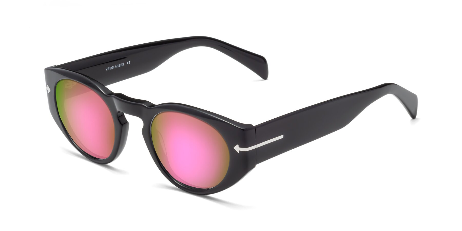 Angle of 1578 in Black with Pink Mirrored Lenses