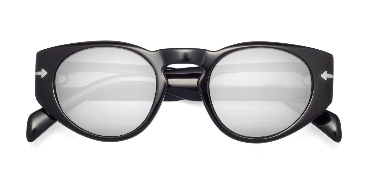 1578 - Black Flash Mirrored Sunglasses