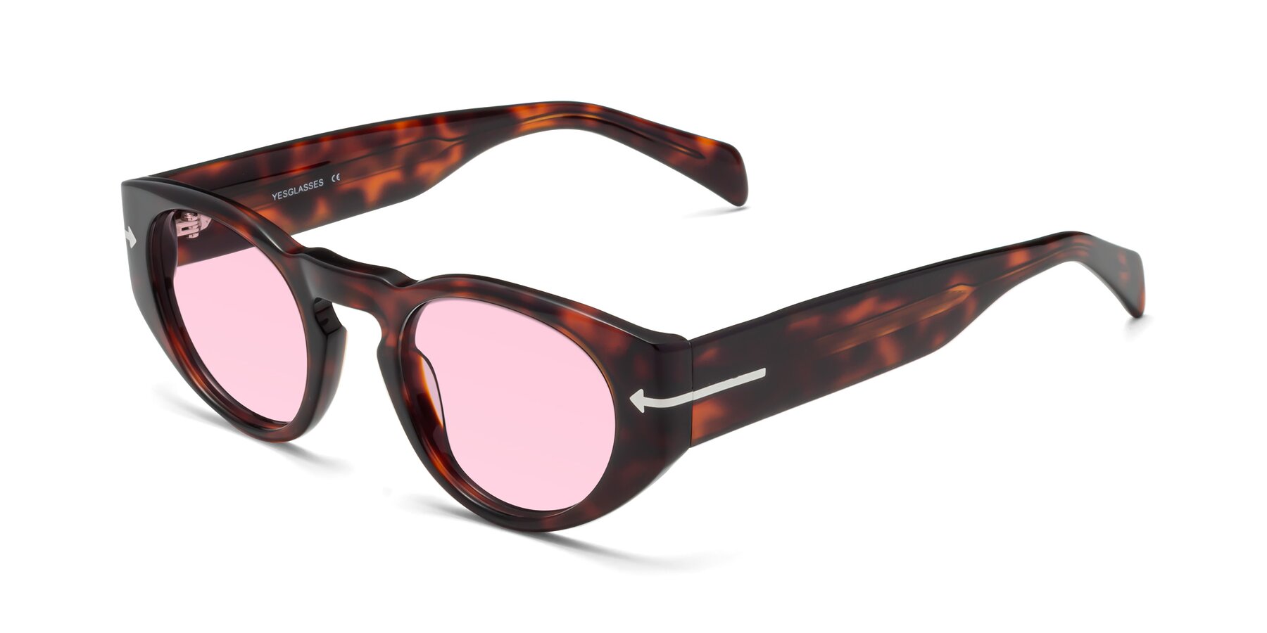 Angle of 1578 in Tortoise with Light Pink Tinted Lenses