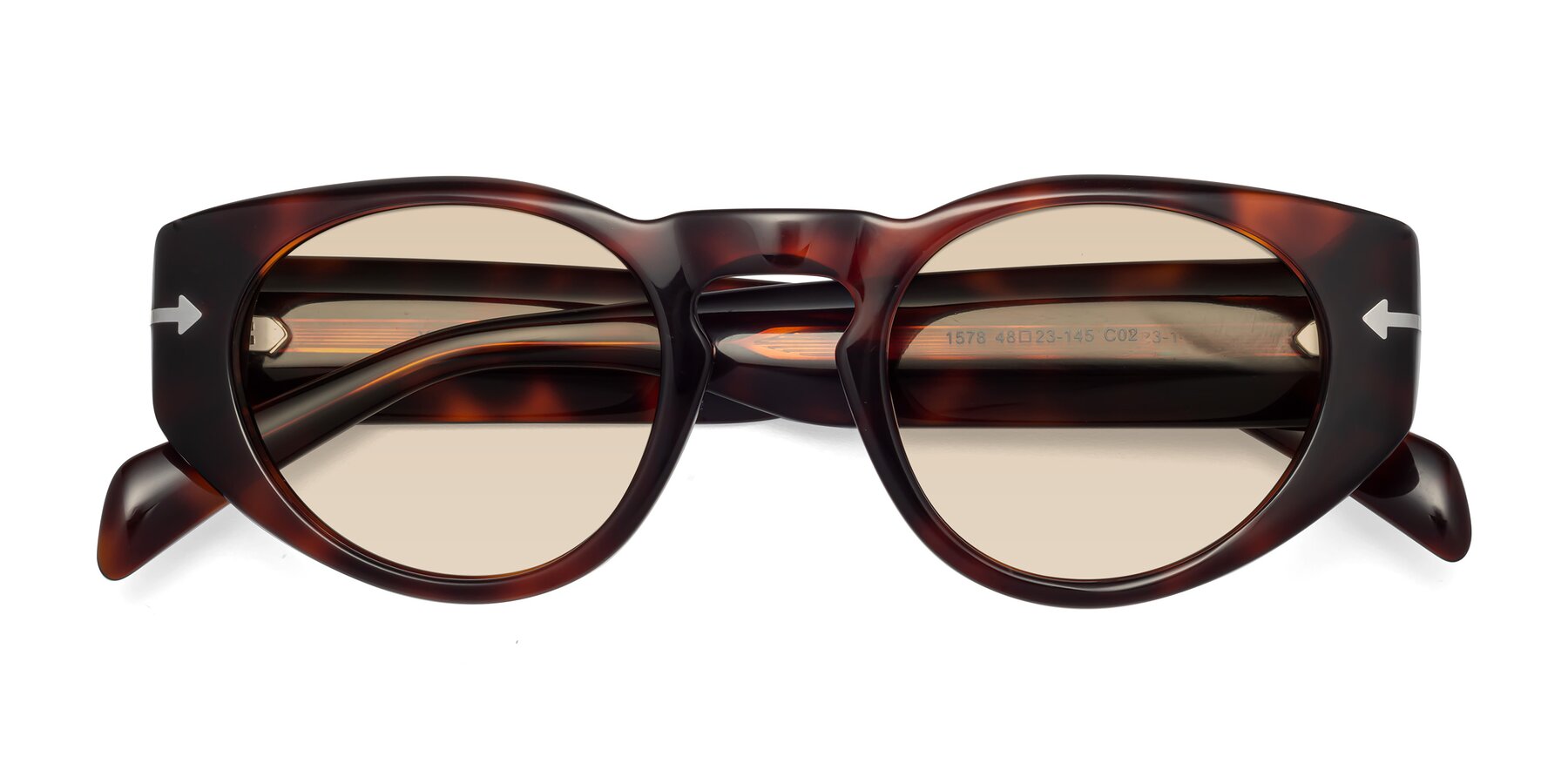Folded Front of 1578 in Tortoise with Light Brown Tinted Lenses