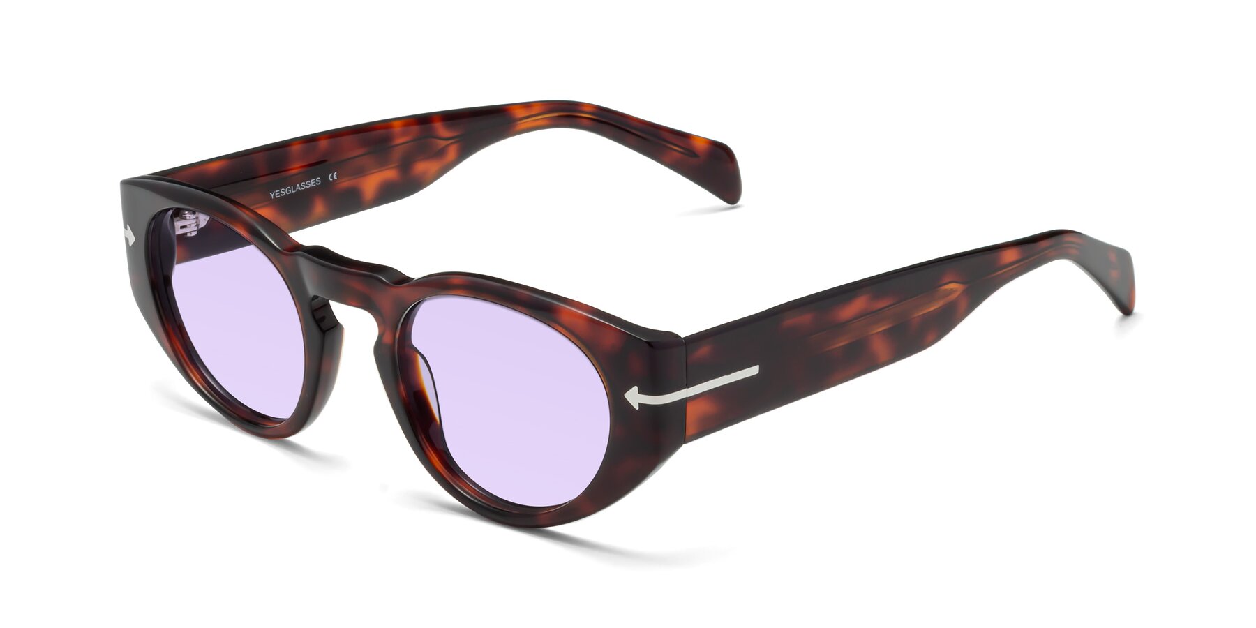 Angle of 1578 in Tortoise with Light Purple Tinted Lenses