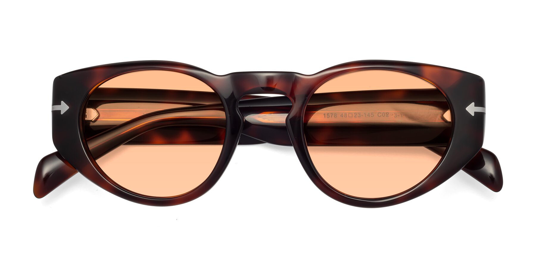 Folded Front of 1578 in Tortoise with Light Orange Tinted Lenses