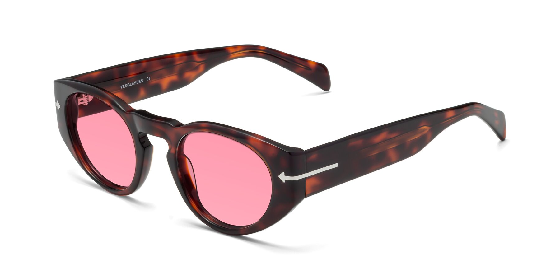 Angle of 1578 in Tortoise with Pink Tinted Lenses