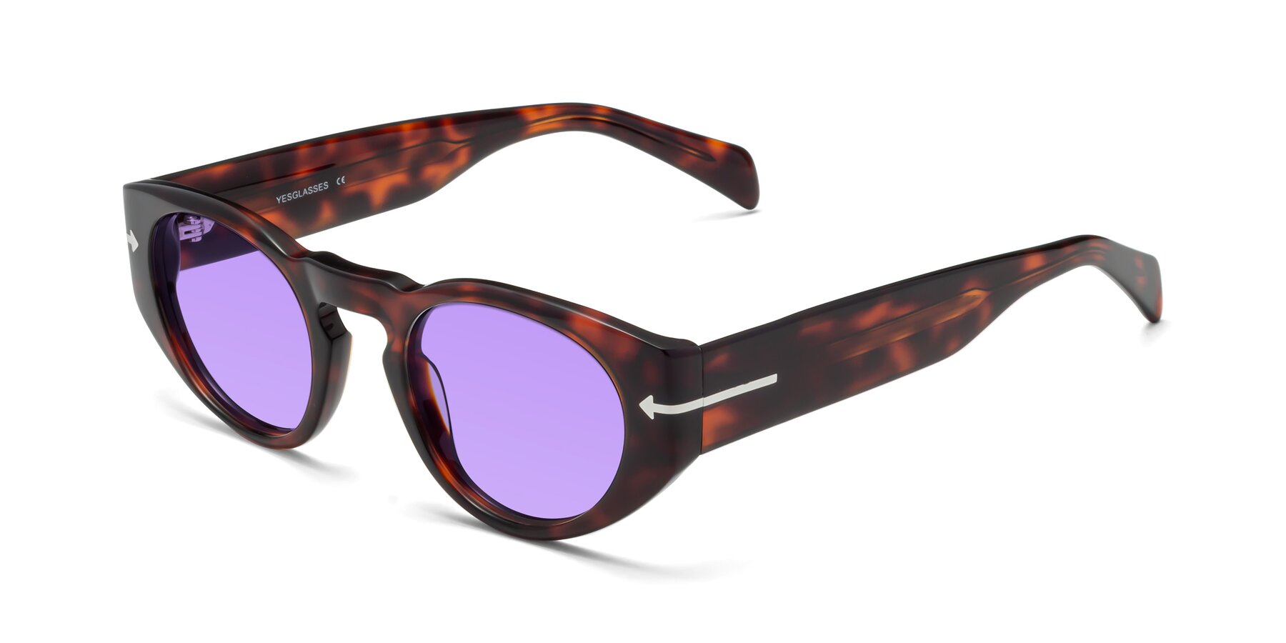 Angle of 1578 in Tortoise with Medium Purple Tinted Lenses