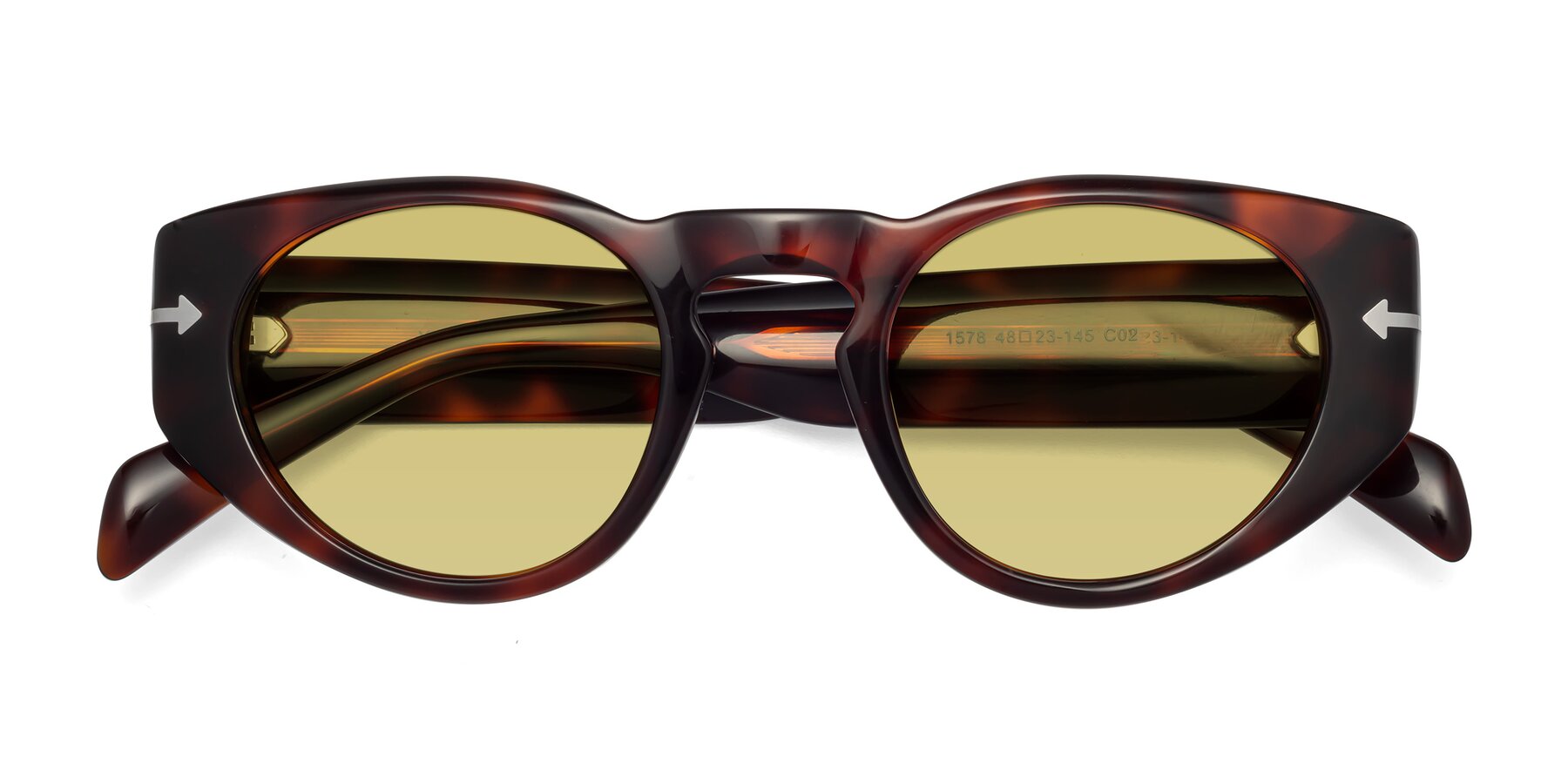 Folded Front of 1578 in Tortoise with Medium Champagne Tinted Lenses
