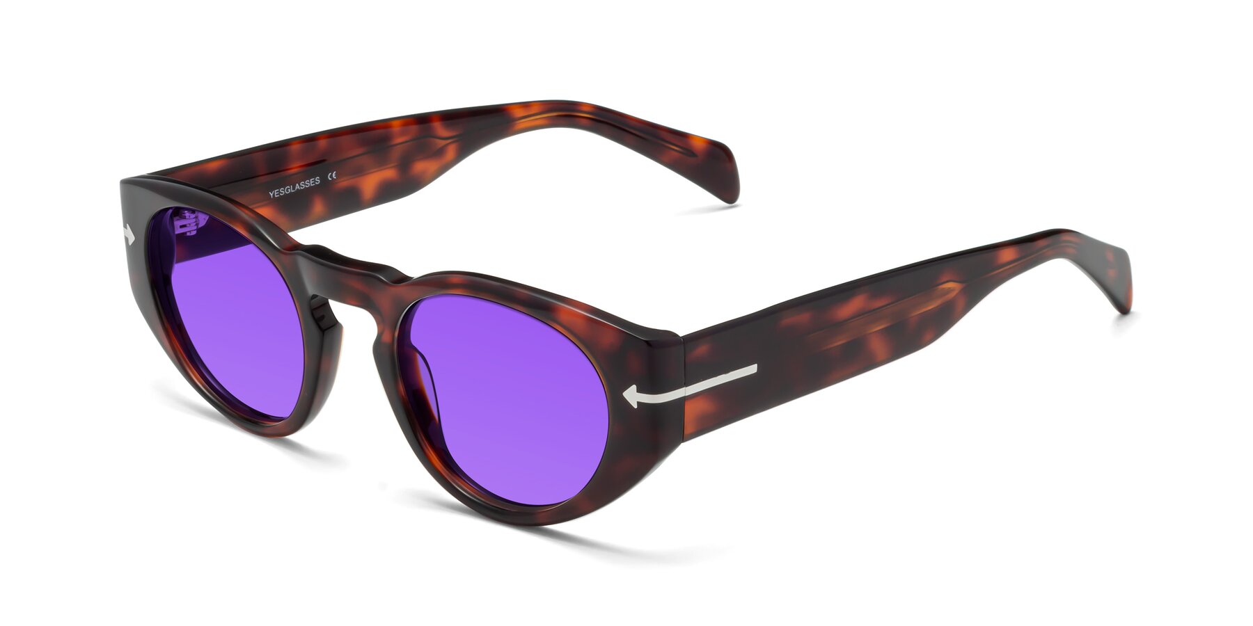 Angle of 1578 in Tortoise with Purple Tinted Lenses