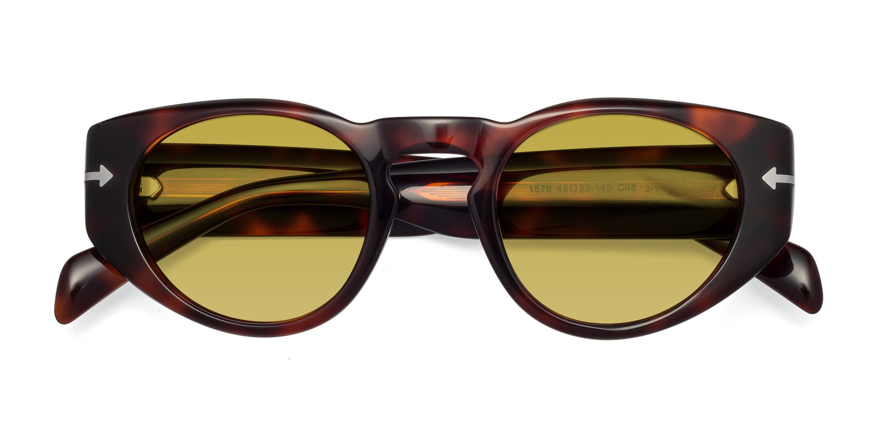 Folded Front of 1578 in Tortoise with Champagne Tinted Lenses