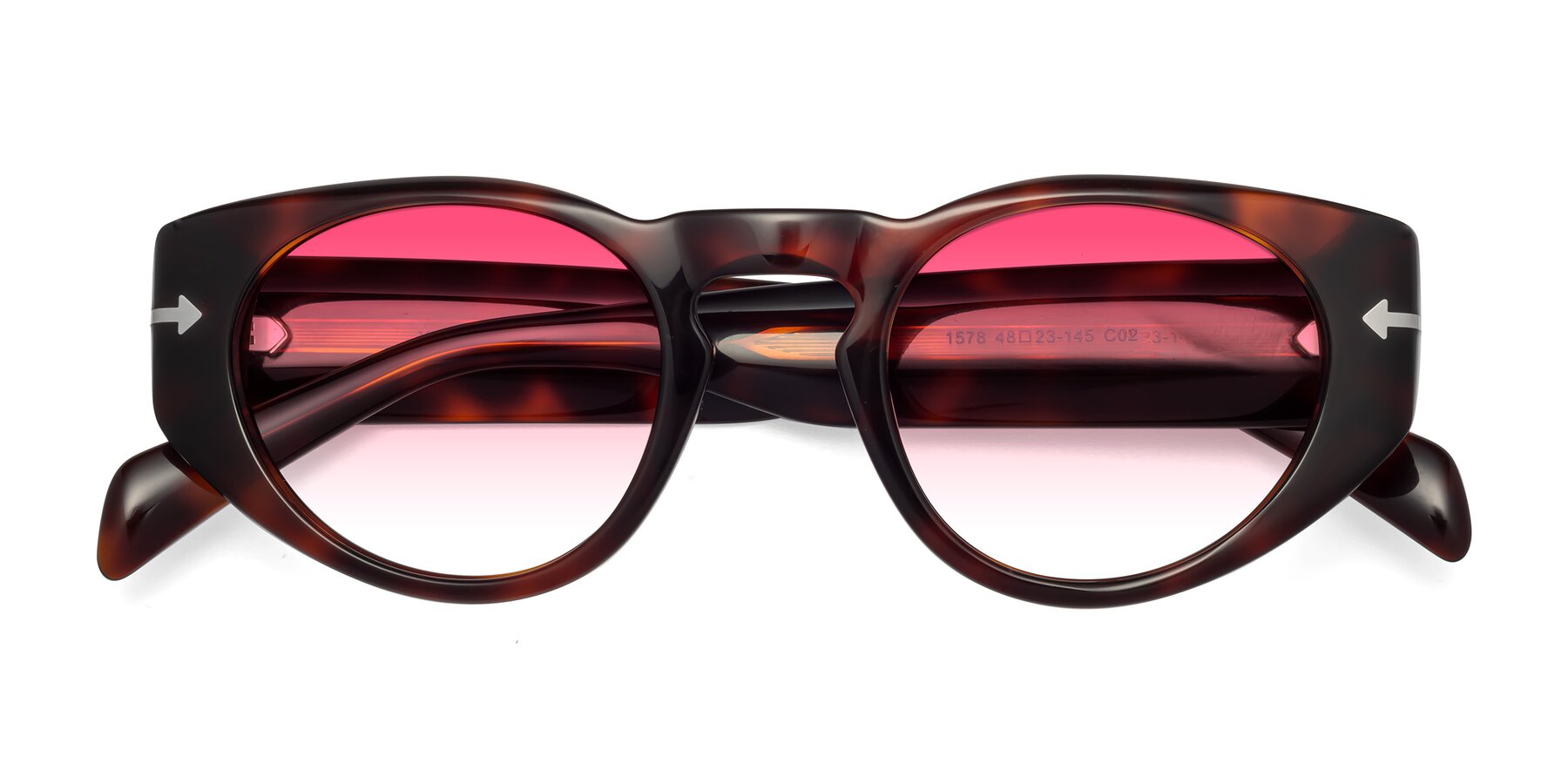 Folded Front of 1578 in Tortoise with Pink Gradient Lenses