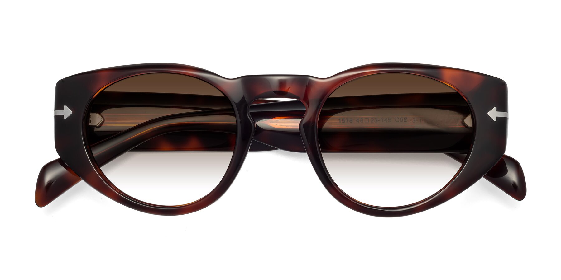 Folded Front of 1578 in Tortoise with Brown Gradient Lenses