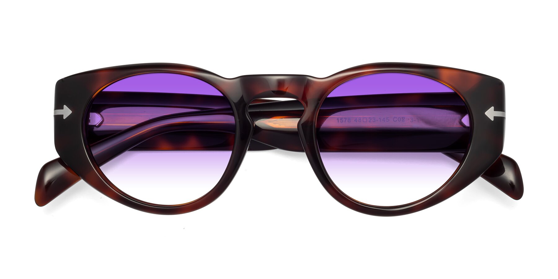 Folded Front of 1578 in Tortoise with Purple Gradient Lenses
