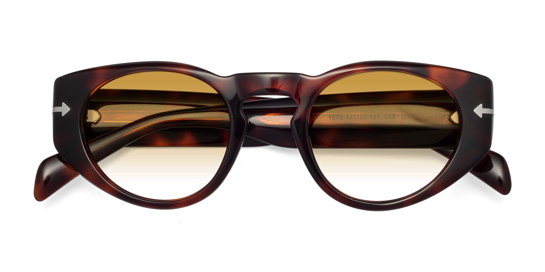 Folded Front of 1578 in Tortoise with Champagne Gradient Lenses