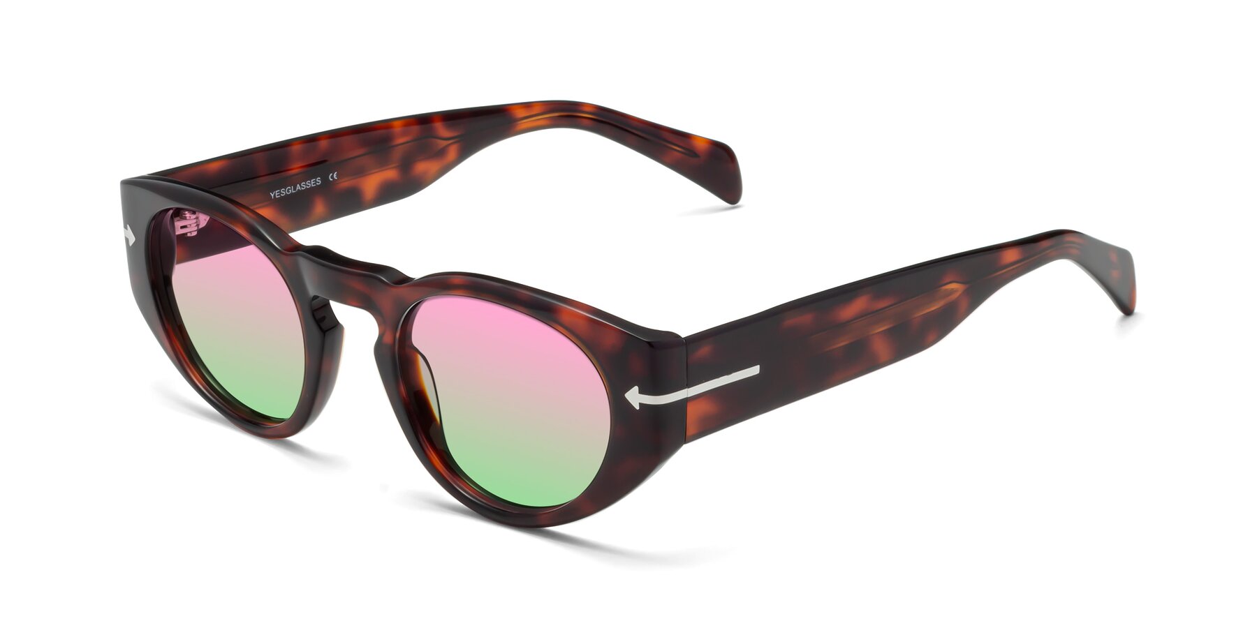 Angle of 1578 in Tortoise with Pink / Green Gradient Lenses