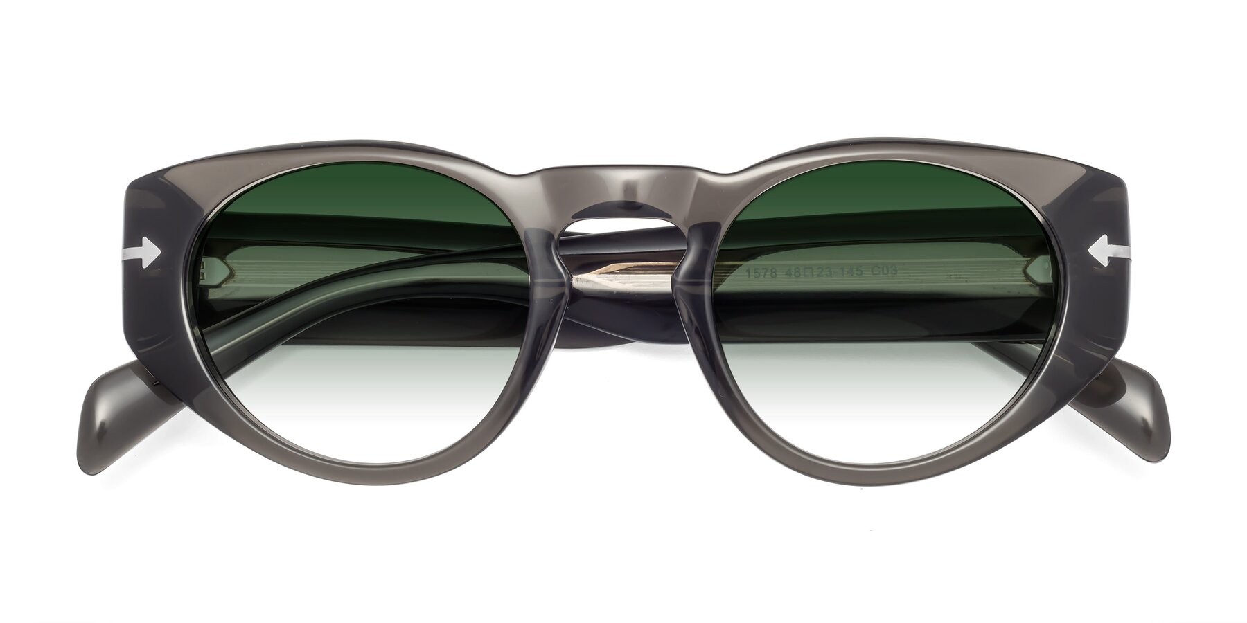 Folded Front of 1578 in Gray with Green Gradient Lenses