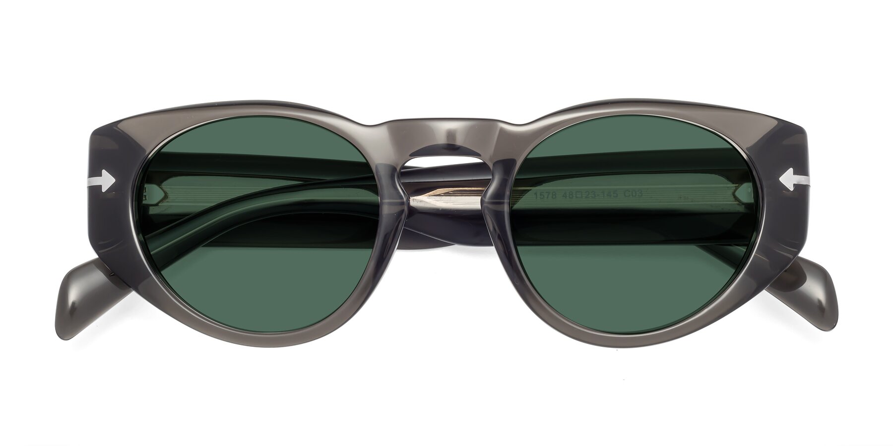 Folded Front of 1578 in Gray with Green Polarized Lenses