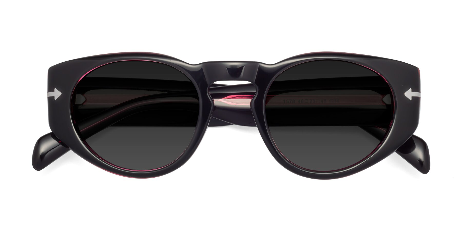 Folded Front of 1578 in Black-Wine with Gray Polarized TAC Lenses