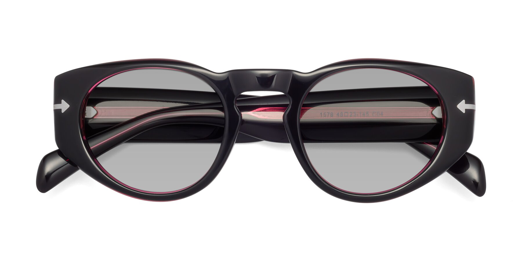 Folded Front of 1578 in Black-Wine with Light Gray Tinted Lenses