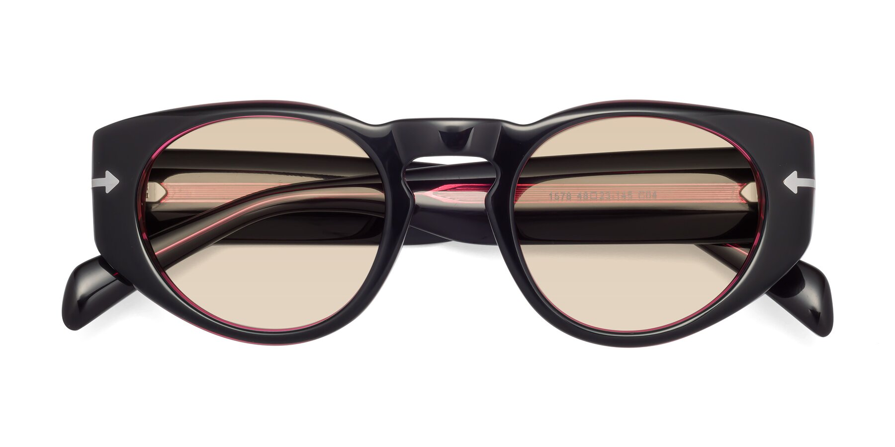 Folded Front of 1578 in Black-Wine with Light Brown Tinted Lenses