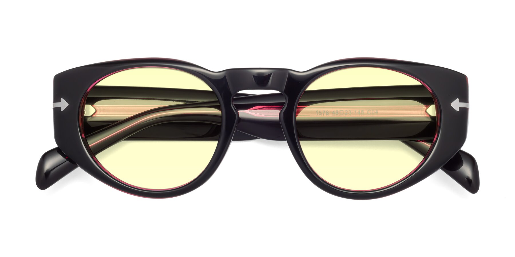 Folded Front of 1578 in Black-Wine with Light Yellow Tinted Lenses