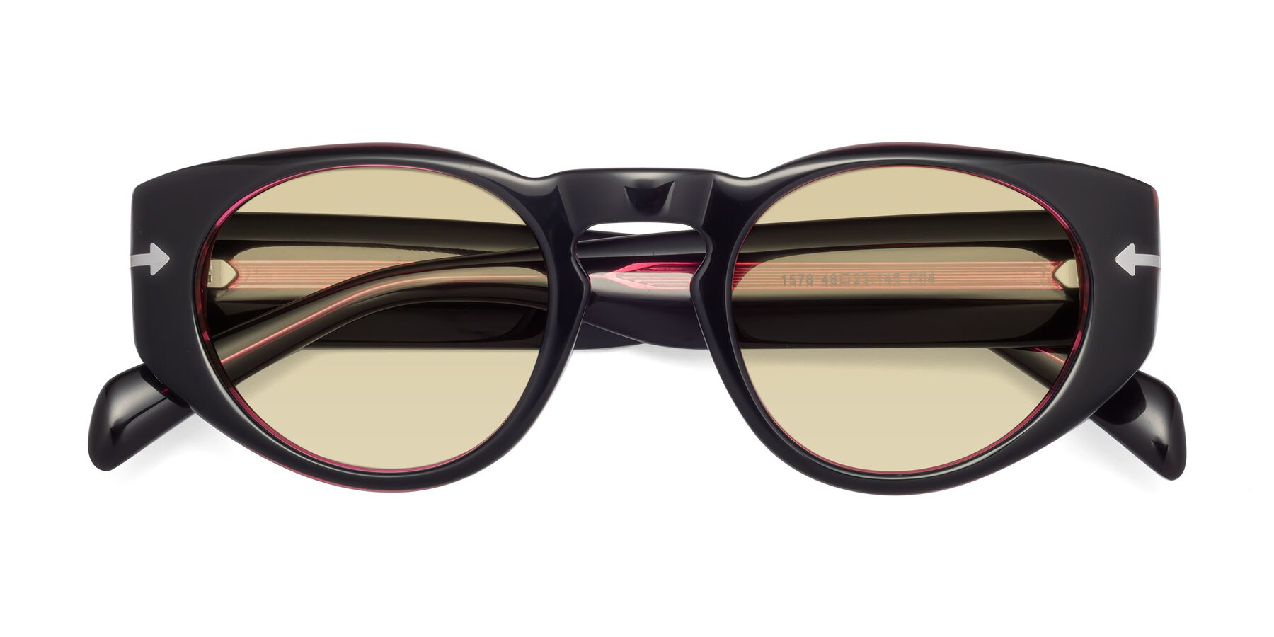 Folded Front of 1578 in Black-Wine with Light Champagne Tinted Lenses
