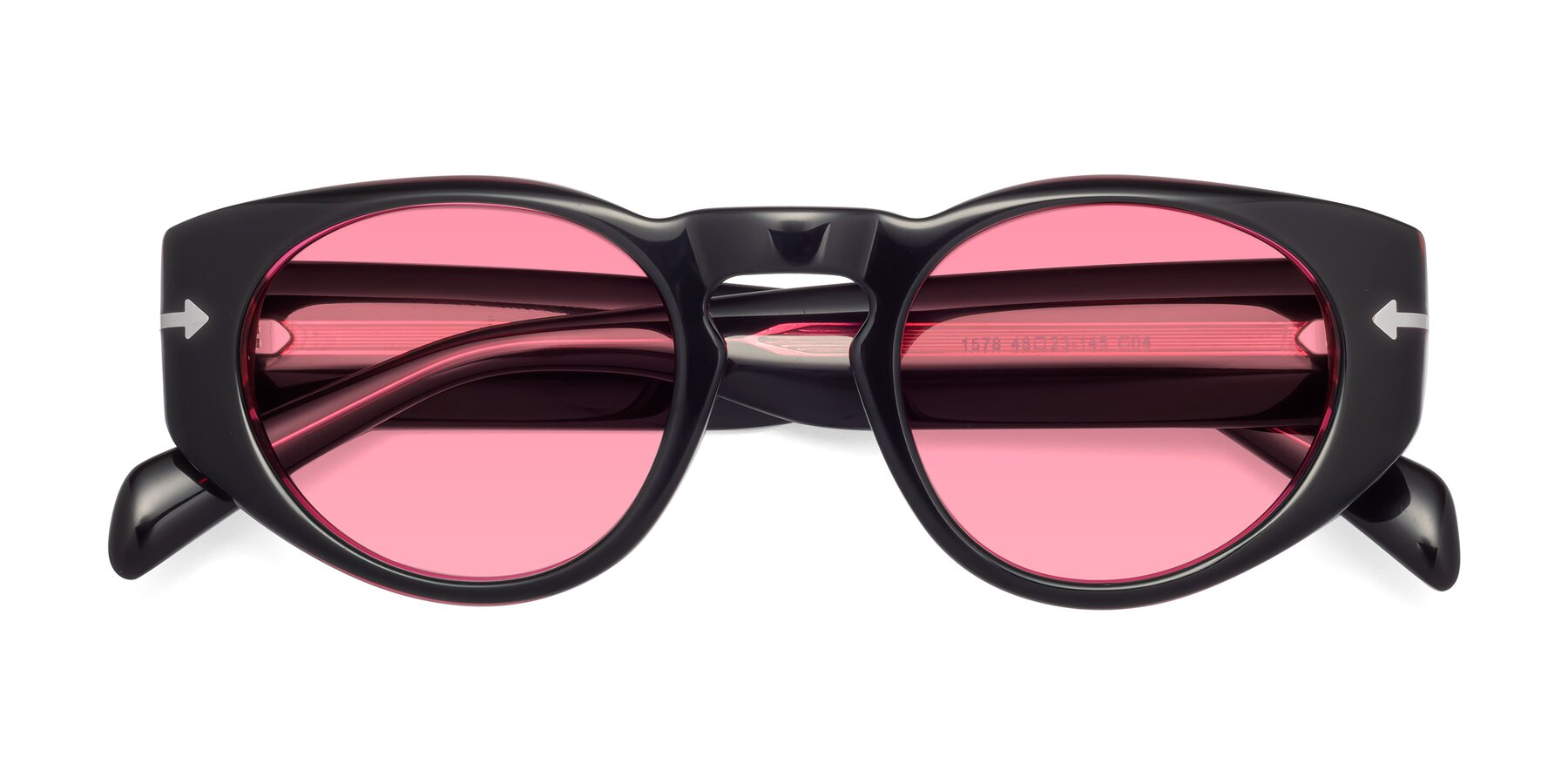 Folded Front of 1578 in Black-Wine with Pink Tinted Lenses
