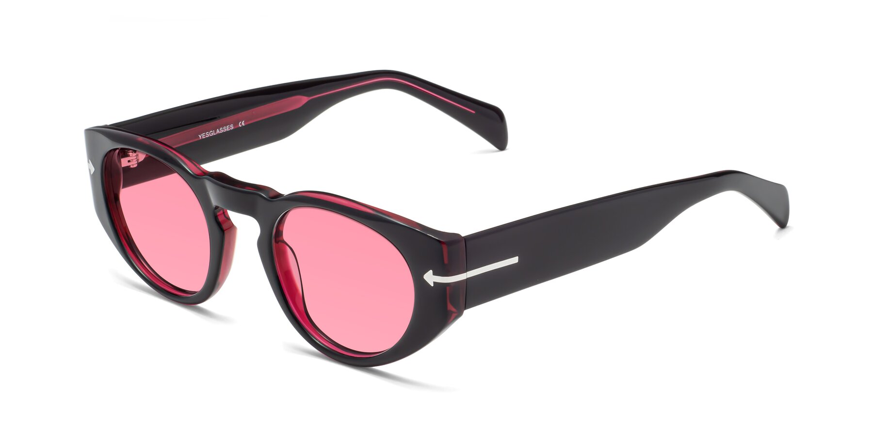Angle of 1578 in Black-Wine with Pink Tinted Lenses