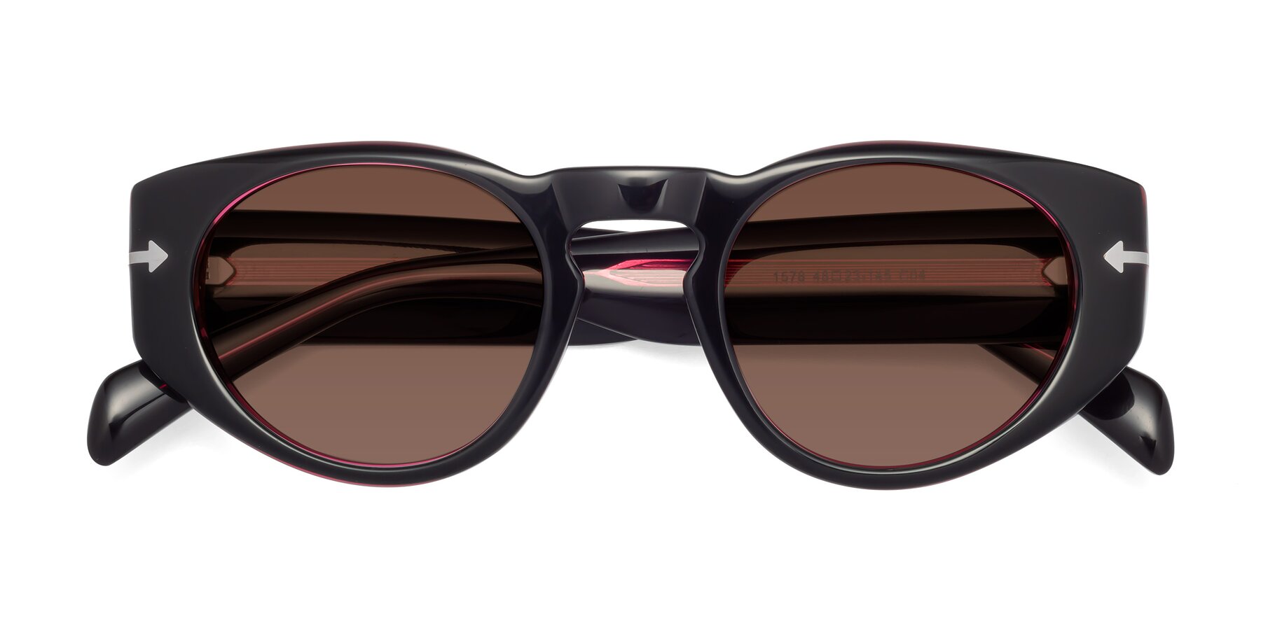 Folded Front of 1578 in Black-Wine with Brown Tinted Lenses