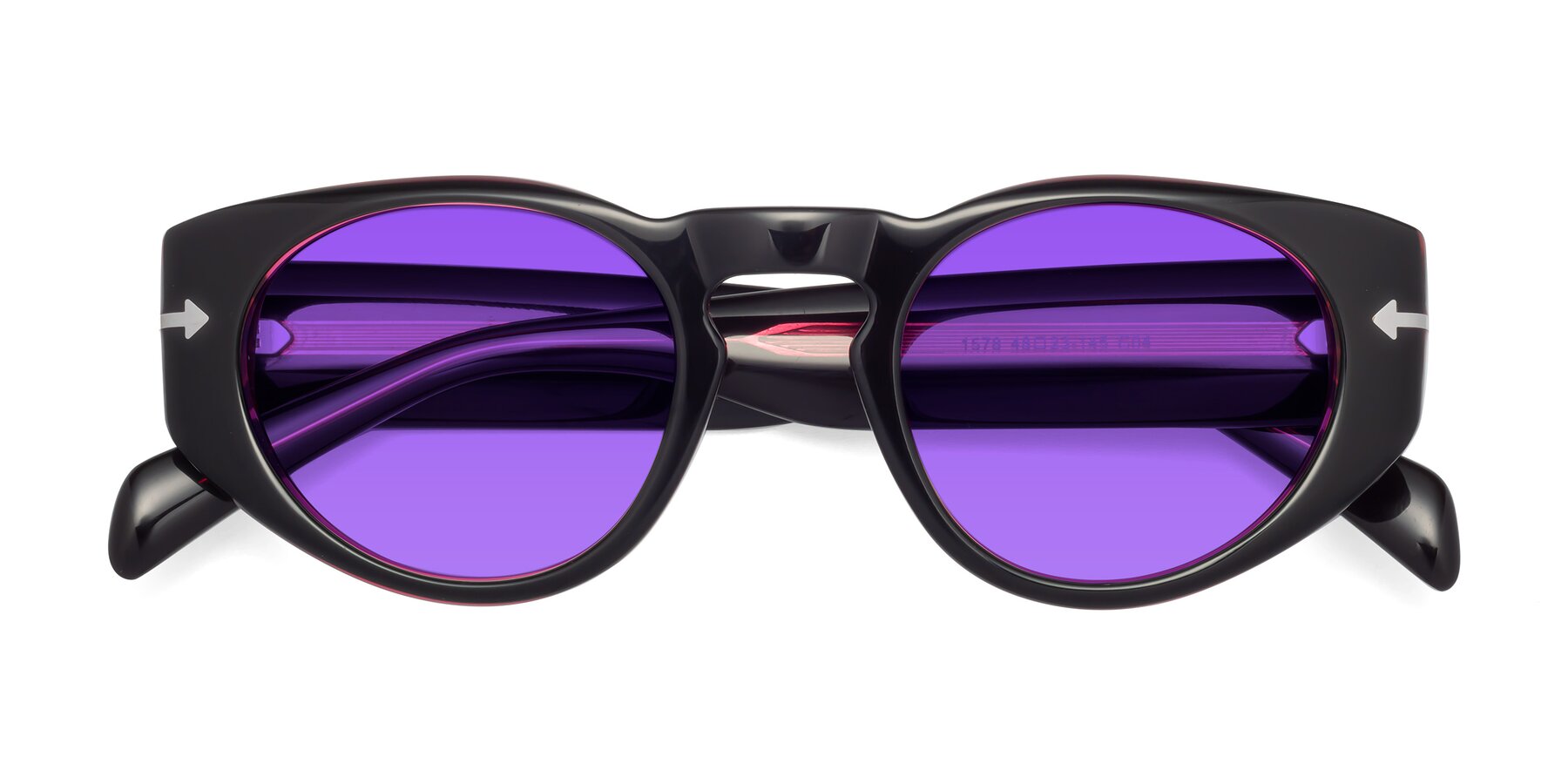 Folded Front of 1578 in Black-Wine with Purple Tinted Lenses