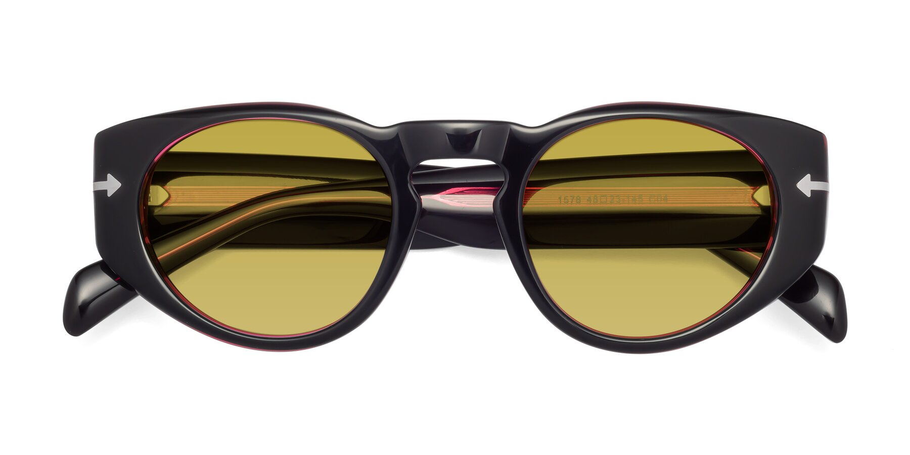 Folded Front of 1578 in Black-Wine with Champagne Tinted Lenses