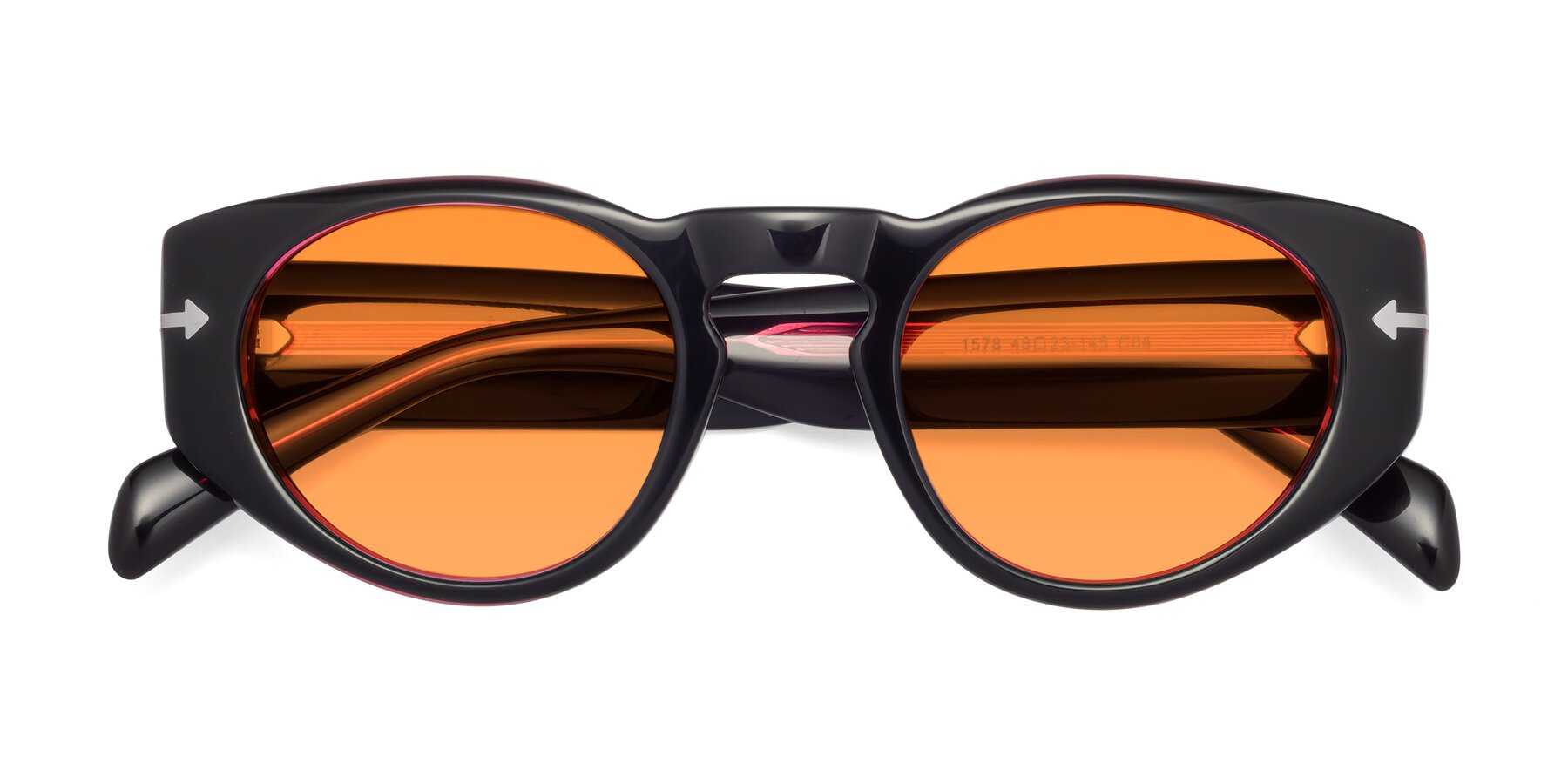 Folded Front of 1578 in Black-Wine with Orange Tinted Lenses