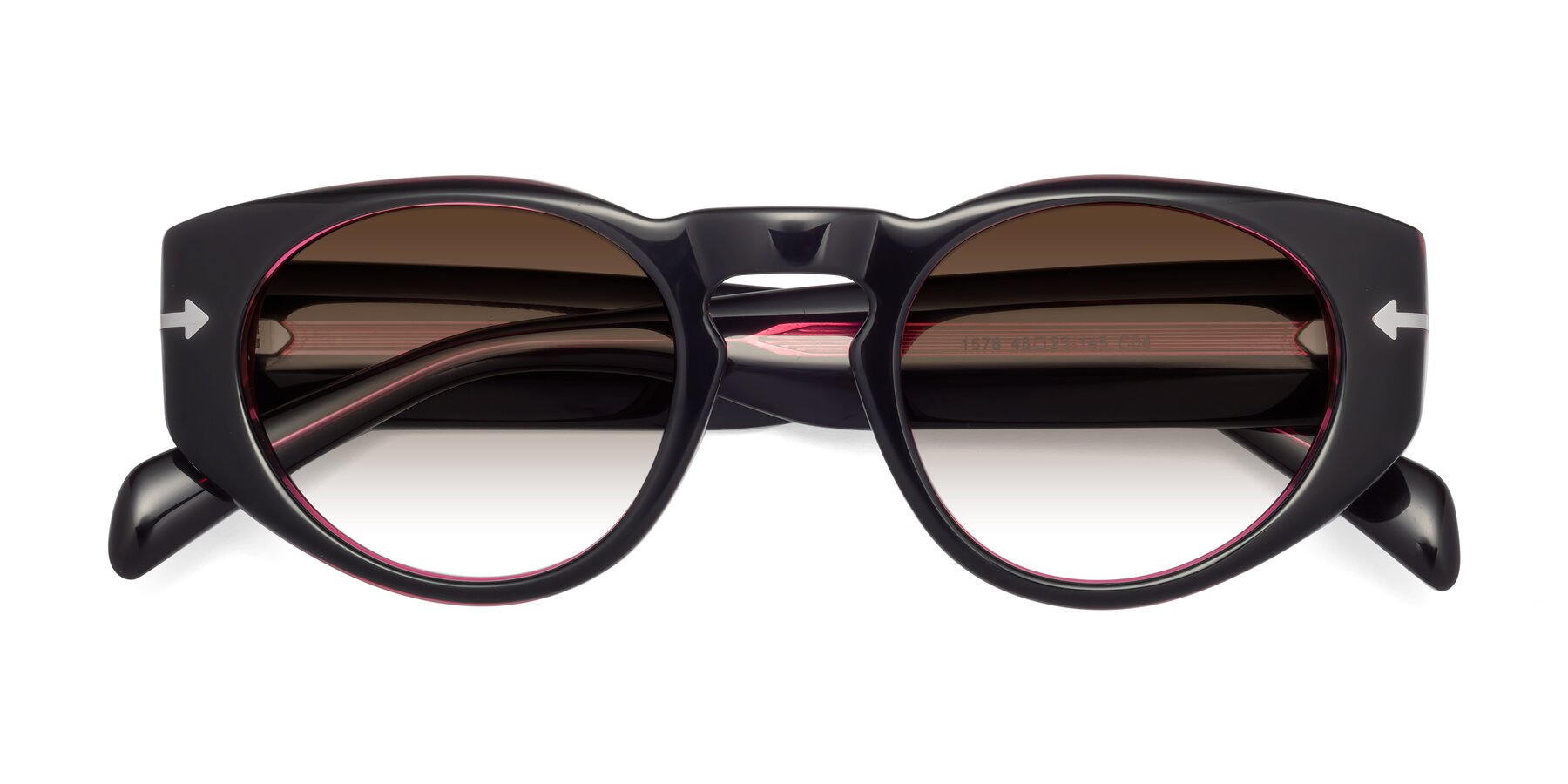 Folded Front of 1578 in Black-Wine with Brown Gradient Lenses