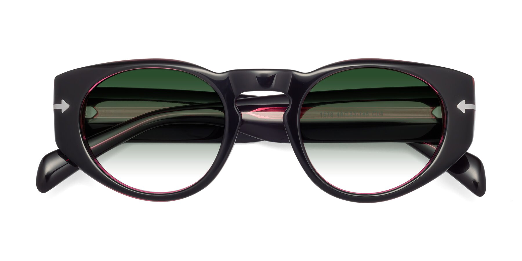 Folded Front of 1578 in Black-Wine with Green Gradient Lenses