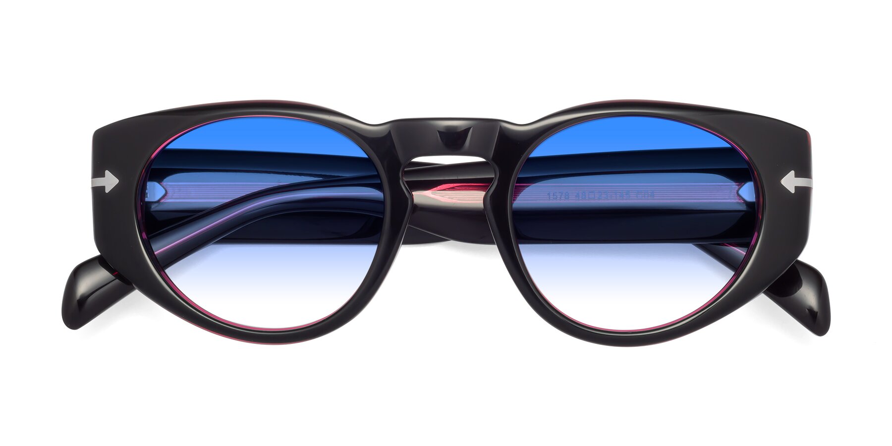 Folded Front of 1578 in Black-Wine with Blue Gradient Lenses