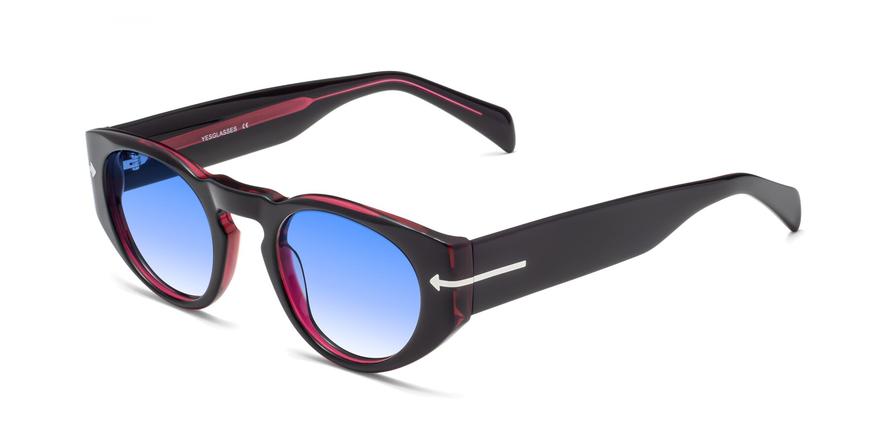 Angle of 1578 in Black-Wine with Blue Gradient Lenses