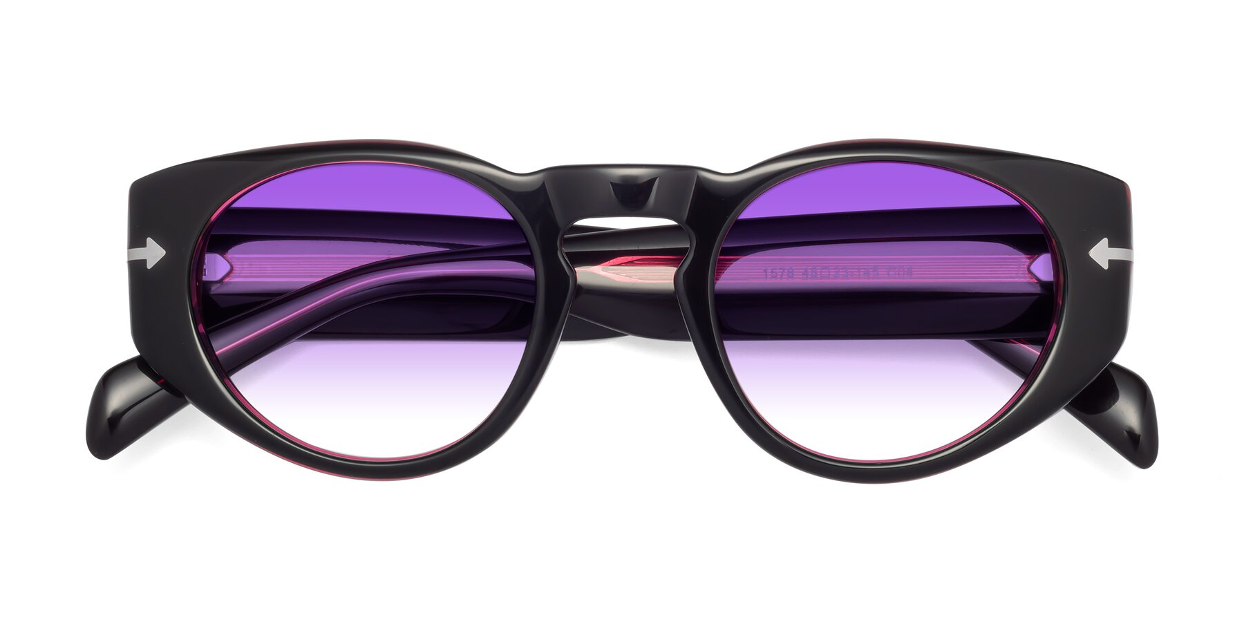 Folded Front of 1578 in Black-Wine with Purple Gradient Lenses