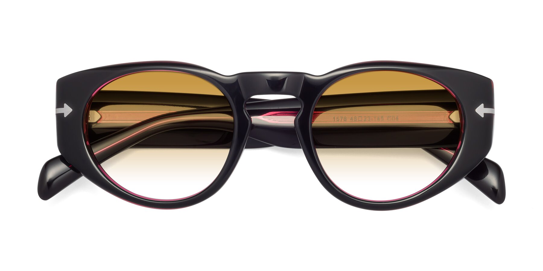 Folded Front of 1578 in Black-Wine with Champagne Gradient Lenses