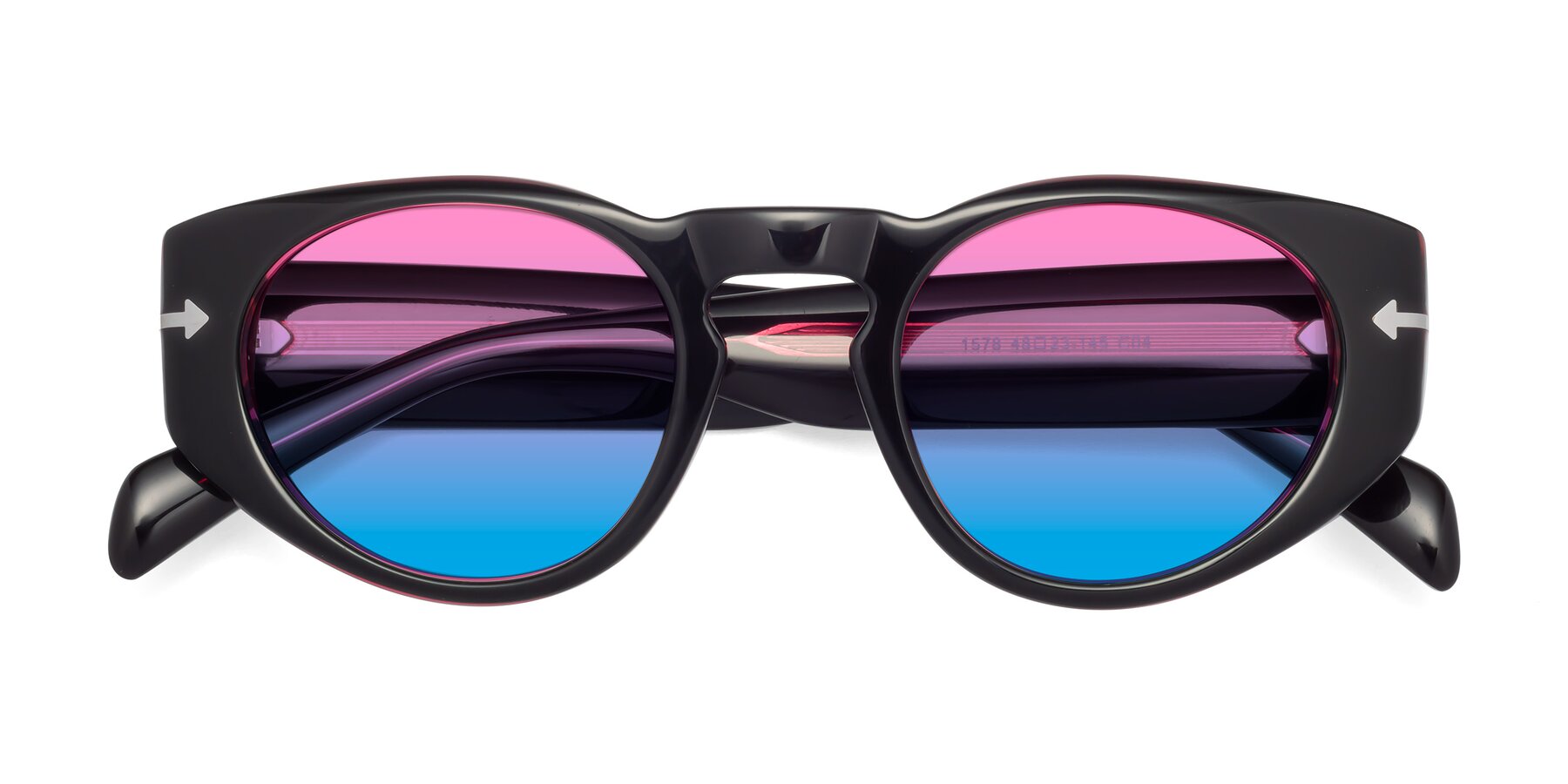 Folded Front of 1578 in Black-Wine with Pink / Blue Gradient Lenses