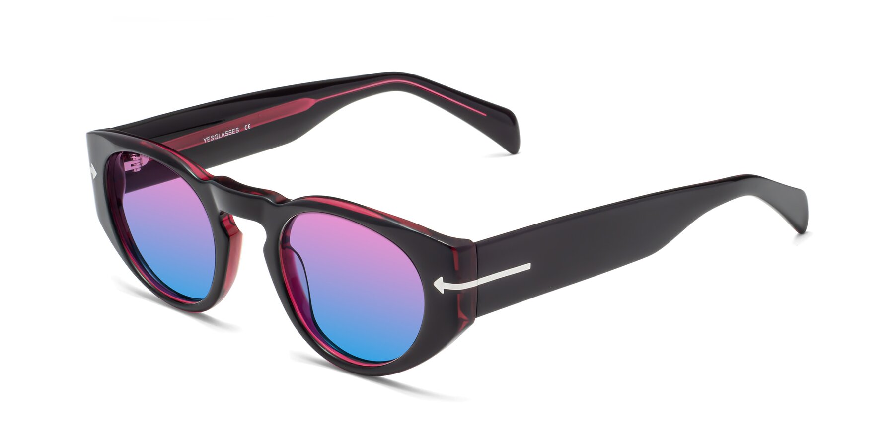 Angle of 1578 in Black-Wine with Pink / Blue Gradient Lenses