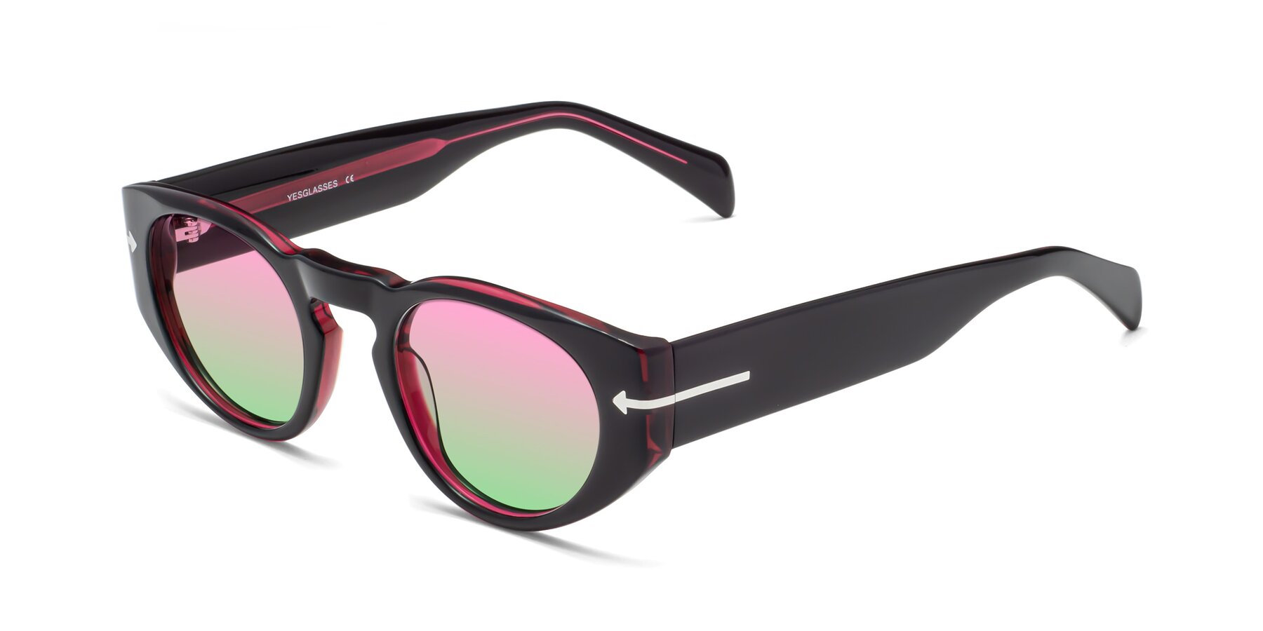 Angle of 1578 in Black-Wine with Pink / Green Gradient Lenses