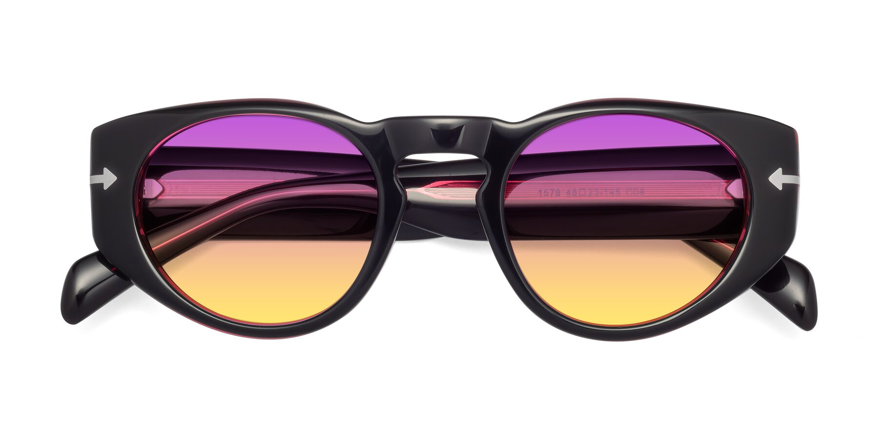 Folded Front of 1578 in Black-Wine with Purple / Yellow Gradient Lenses