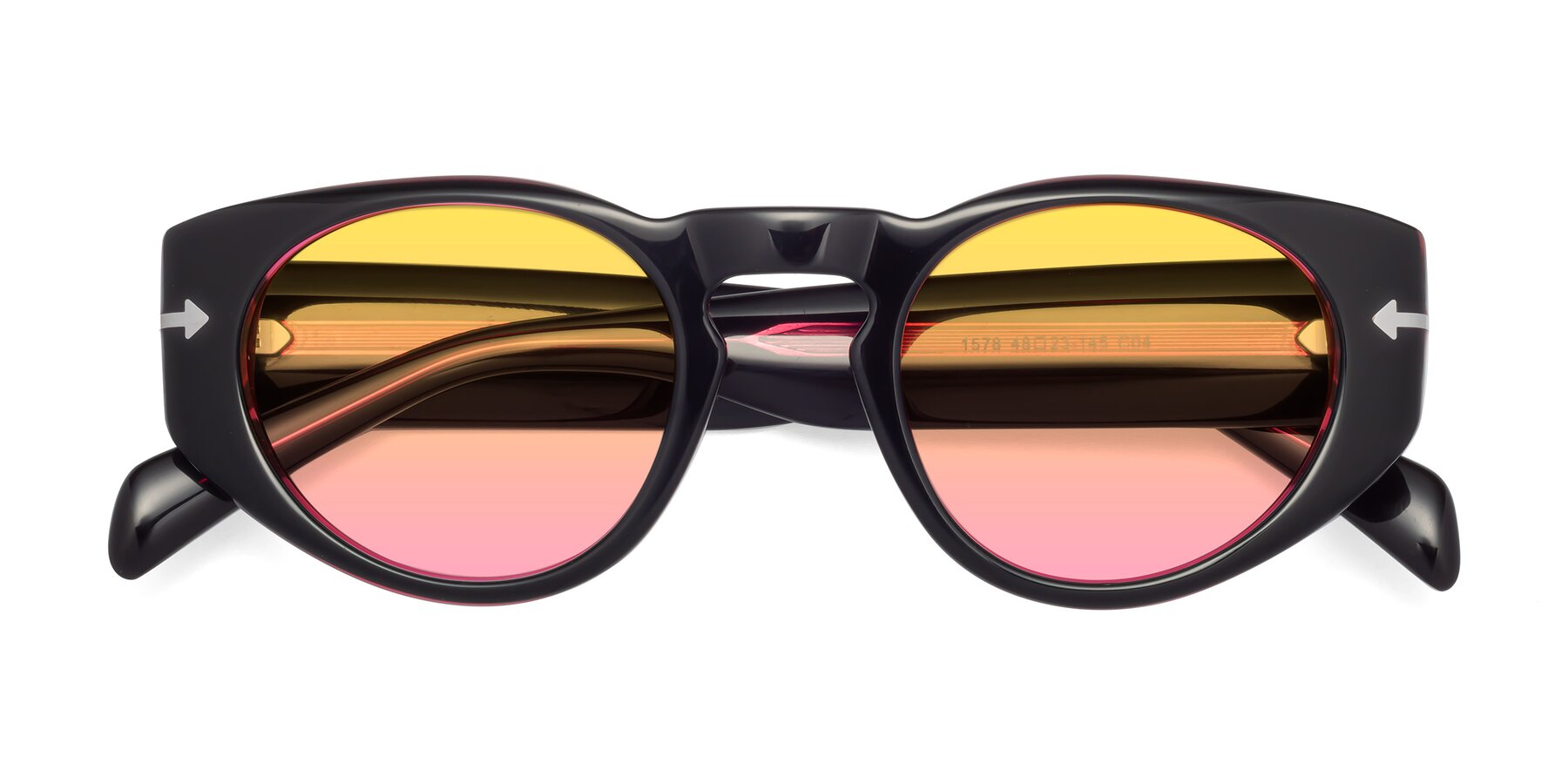Folded Front of 1578 in Black-Wine with Yellow / Pink Gradient Lenses