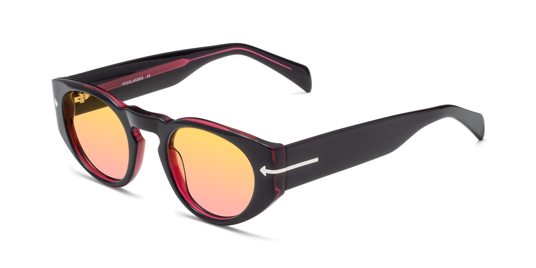 Angle of 1578 in Black-Wine with Yellow / Pink Gradient Lenses
