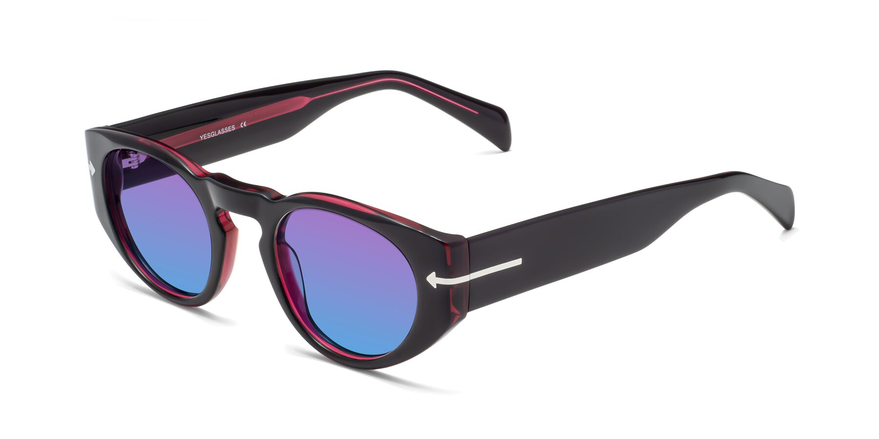Angle of 1578 in Black-Wine with Purple / Blue Gradient Lenses