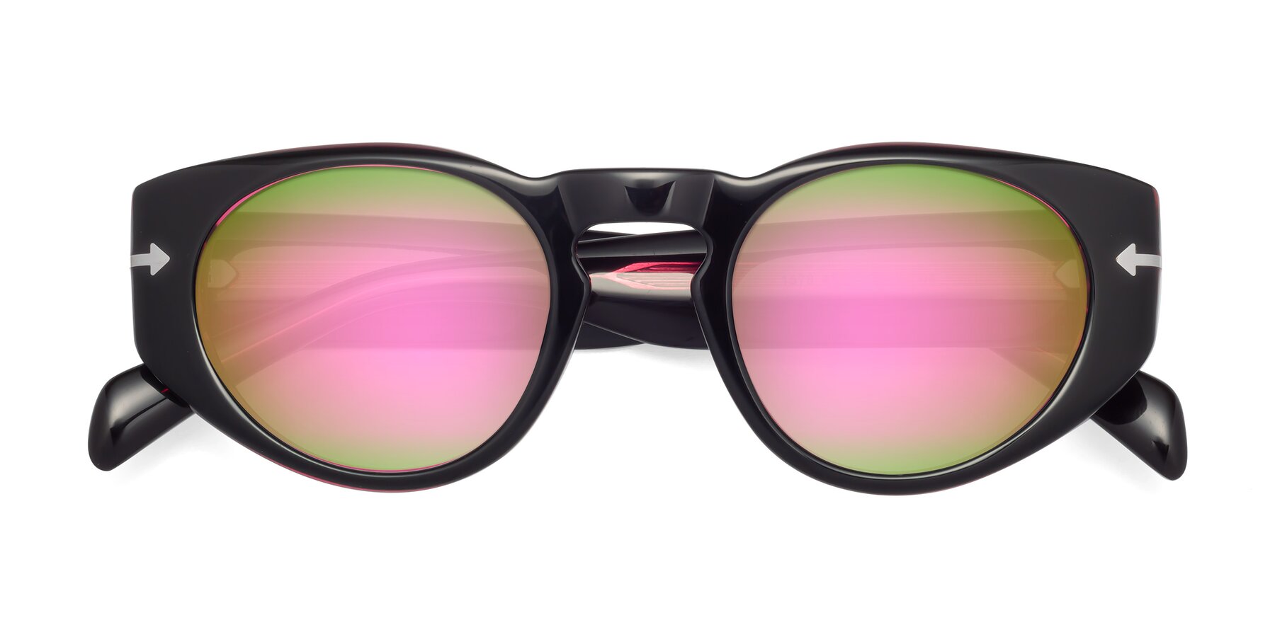 Folded Front of 1578 in Black-Wine with Pink Mirrored Lenses